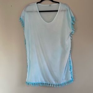 blue swim suit cover up
